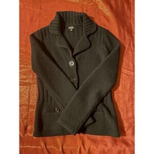 Nine West Cardigan Womens S Black Shawl Collar Button Front Knit Sweater Pockets